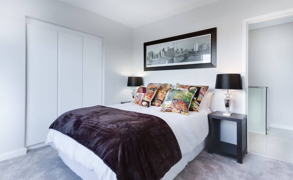Bright and colourful hostel bedroom